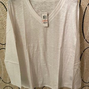 INC White cotton long sleeve V neck pullover NEW-Plus size 2X